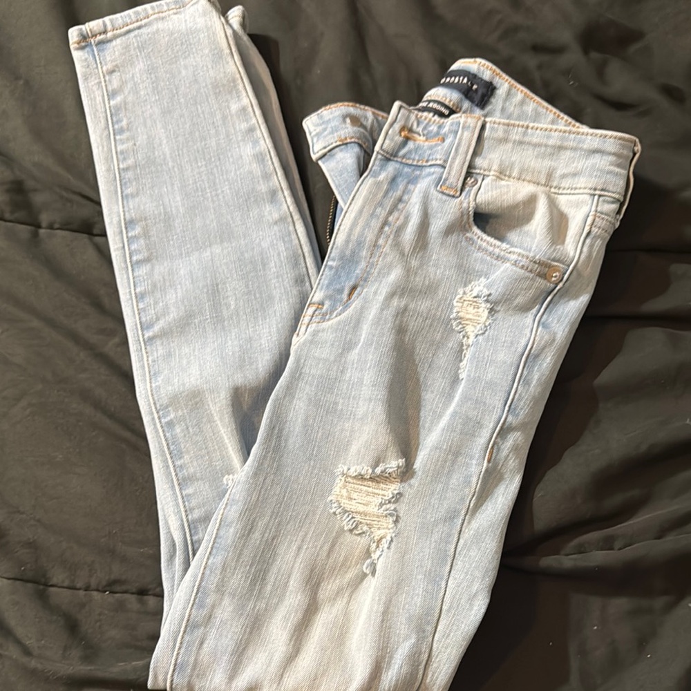 Stylish Light Blue Distressed Women's Jeans